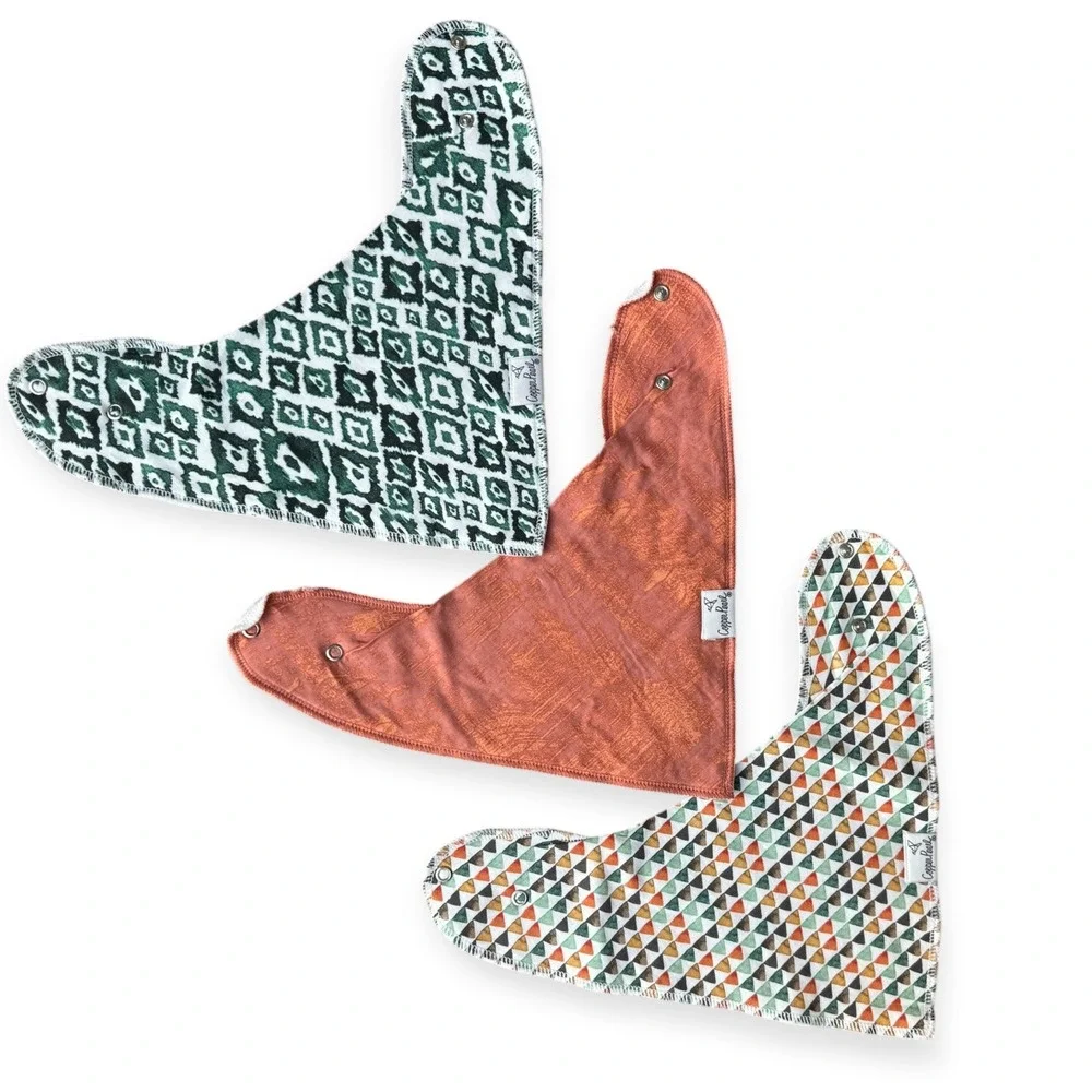 Copper Pearl Baby Bandana Bibs 3 Pack Cotton Fleece OS Like New